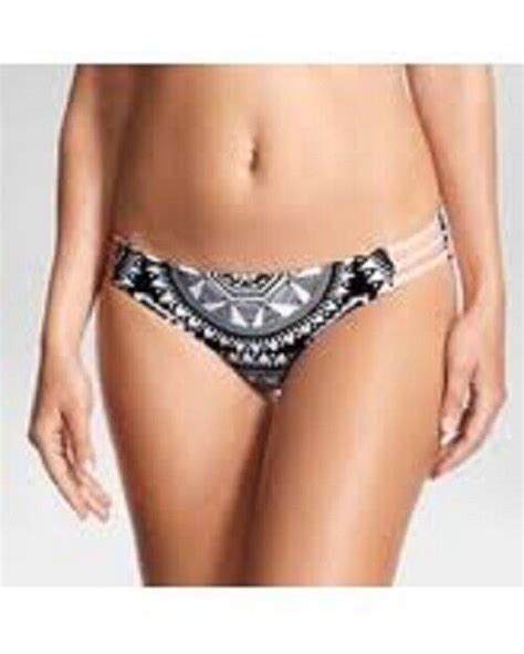 Women S Strappy Hipster Bikini Bottom Xhilaration Black White Print