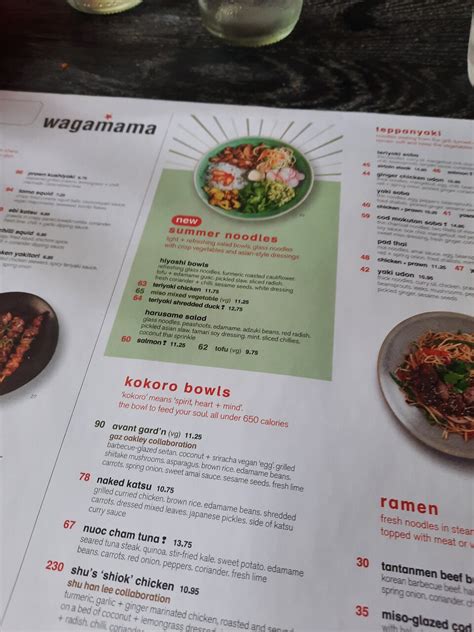 Wagamama Menu