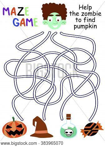 Halloween Maze Game Vector Photo Free Trial Bigstock Worksheets