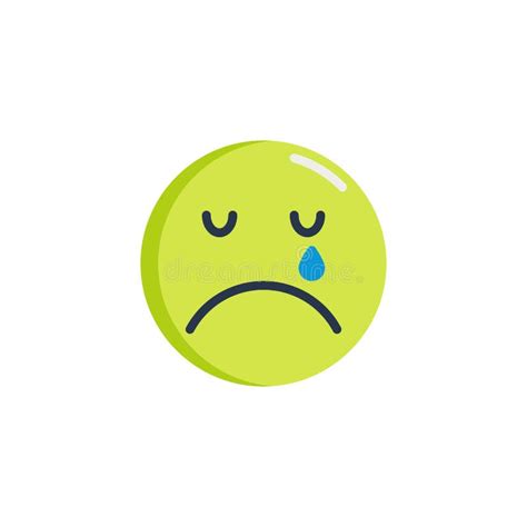 Crying Face Emoticon Flat Icon Stock Vector Illustration Of Design