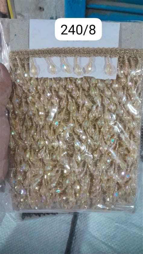 Double Sided Zari Golden Beaded Cotton Lace For Garments At Rs