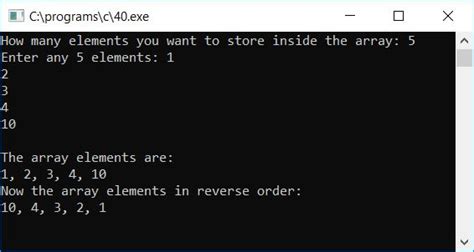 C Program To Reverse An Array