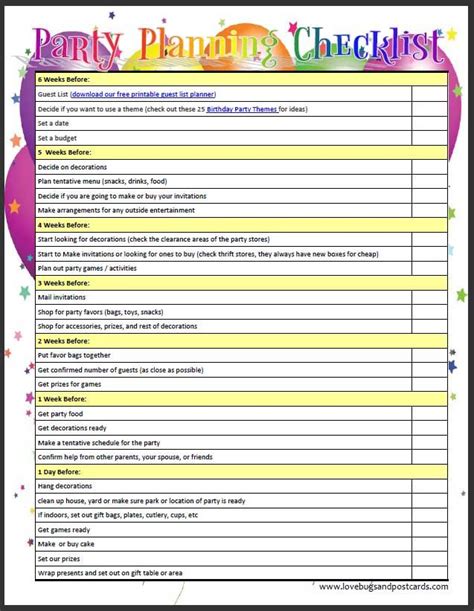 Party Planning Checklist Free Printable Guide