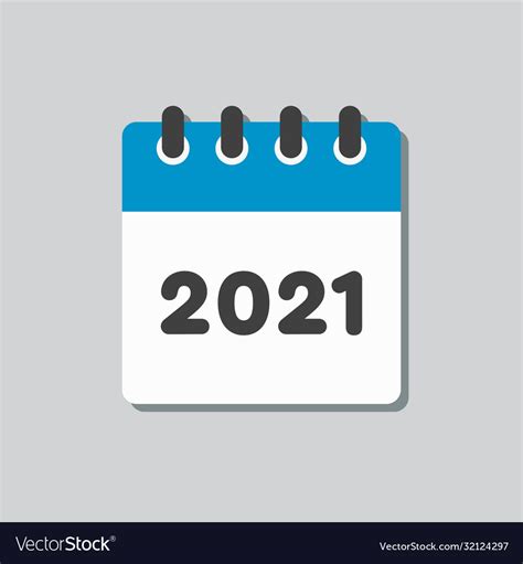 Icon calendar year 2021 Royalty Free Vector Image