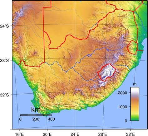 South Africa Topography MapSof Net