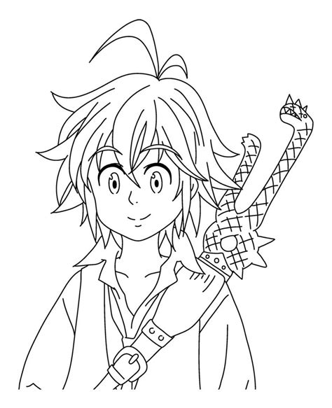 Seven Deadly Sins Coloring Page Meliodas For Kids