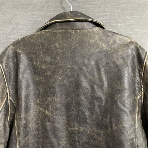 American Eagle Leather Jacket Mens Large Distressed Brown Heavy Aviator