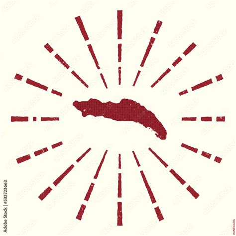 Anegada Logo. Grunge sunburst poster with map of the island. Shape of ...