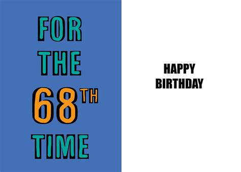 Happy 68th Birthday Funny 68th Birthday Card 68 Years Old A Witty And