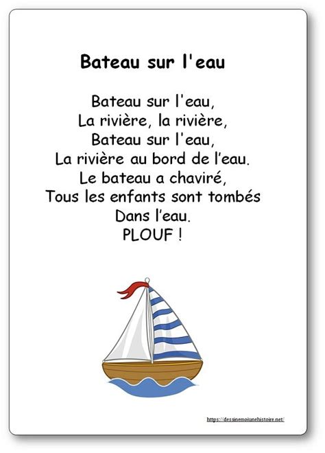 Paroles De La Comptine Bateau Sur L Eau Illustr Es Imprimer En