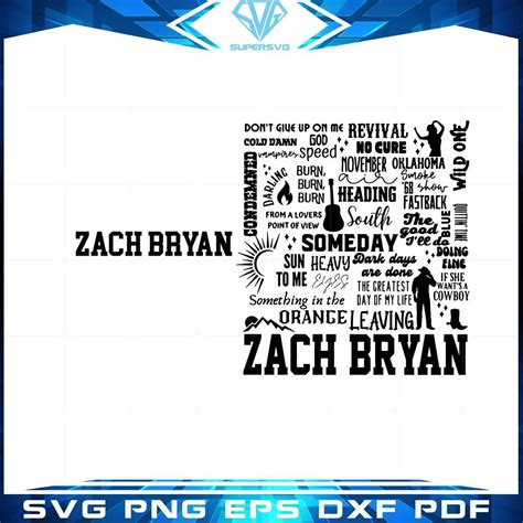 Zach Bryan Tracklist Sun To Me Zach Bryan SVG Cutting Files