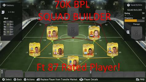 FIFA 15 Ultimate Team 70k BPL Squad Builder Ft 87 Rated Player