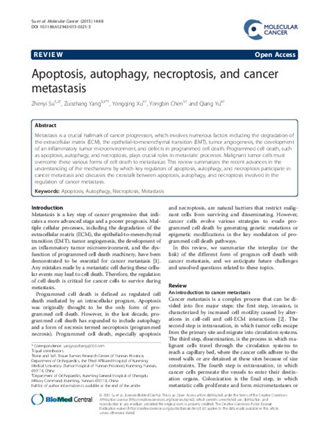 (PDF) Apoptosis, autophagy, necroptosis, and cancer metastasis ...