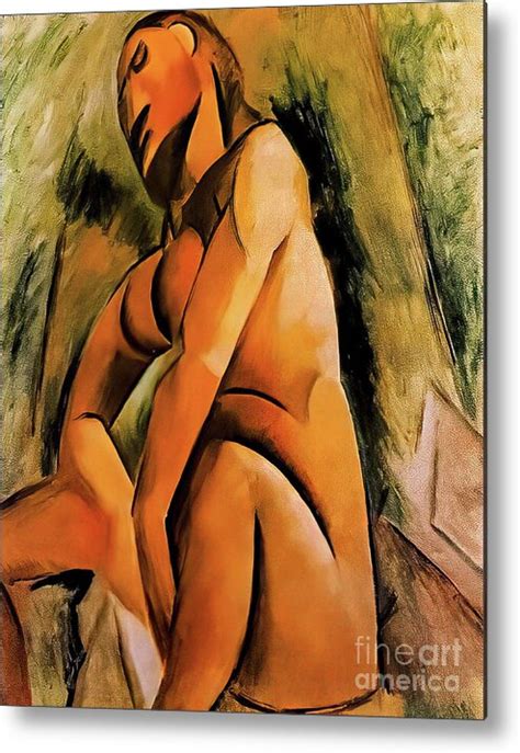 Seated Nude By Pablo Picasso 1908 Metal Print By Pablo Picasso Pixels