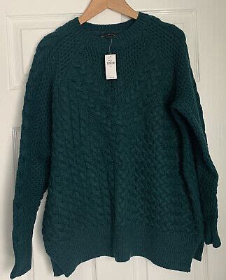 Womens Banana Republic Cable Knit Sweater Green Medium Wool Cotton Ebay