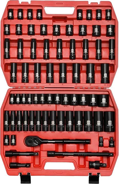 Mixpower Inch Pieces Impact Socket Master Set Sae And Metric