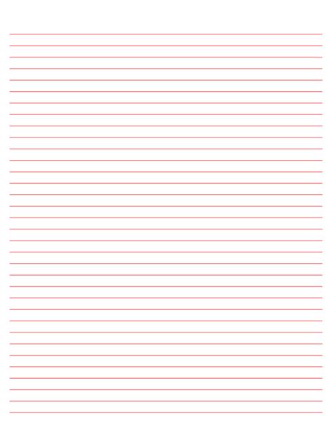 Printable Red Lined Paper College Ruled For Letter Paper