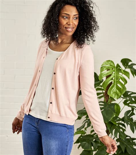 Pale Pink Womens Silk Cotton Soft Feel V Neck Cardigan Woolovers Uk