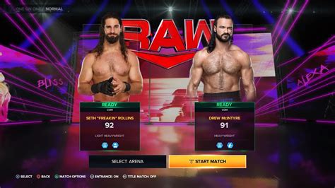 WWE Seth Rollins Vs Drew Mcintyre Wrestlemania 2k23 Gameplay Full Match