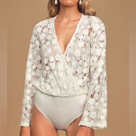 Lulus Tops Lulus White Floral Lace Bodysuit Poshmark