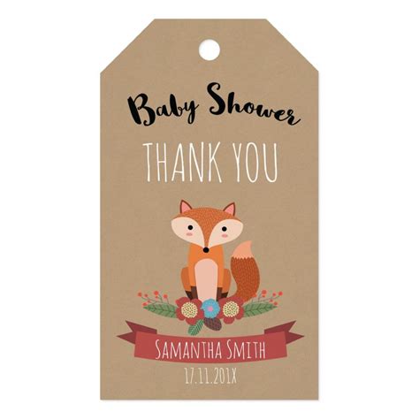 Rustic Woodland Fox Baby Shower T Tag Zazzle Woodland Fox Baby