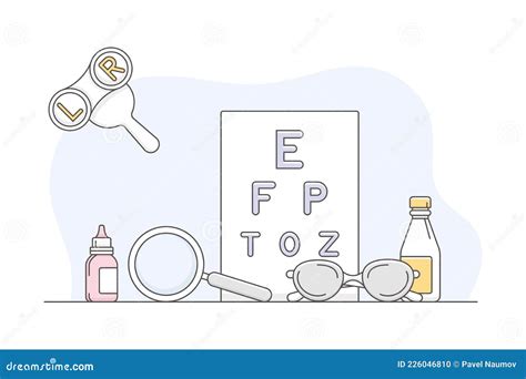 Ophthalmologist Chart Icon Design Myopia Eye Test Symbol Line Art