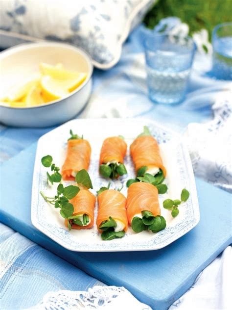 Smoked Salmon Cream Cheese And Watercress Rolls Recipe Delicious