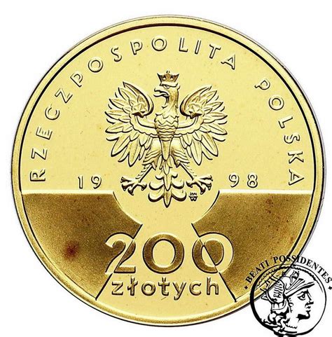 Polska III RP 200 zł 20 lecie Pontyfiaktu Jan Paweł II 1998 st L L