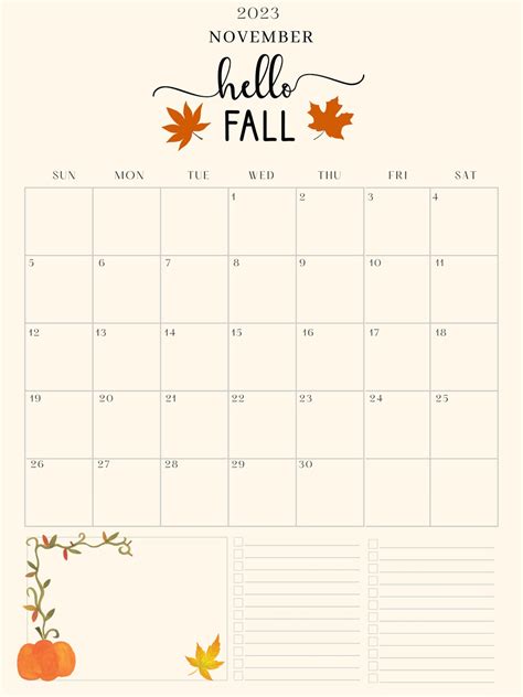 Calendrier De Novembre Automne Citrouille Calendrier Etsy France