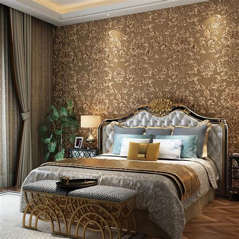 Classic 3d Embossed Texture Non Woven Damask Wallpaper