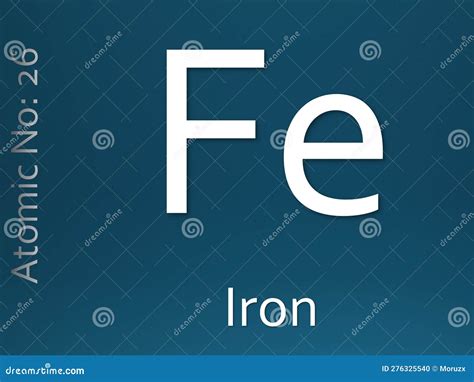 Iron Chemical Element Symbol On Blue Gradient Background Stock