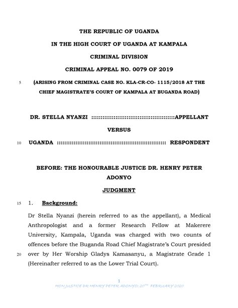 Stella Nyanzi V Uganda Criminal Appeal No Of