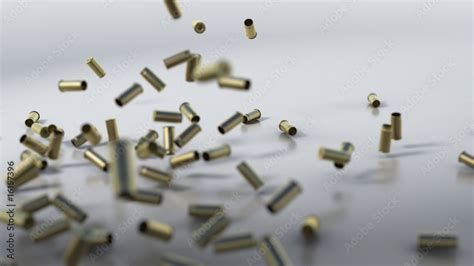 photorealistic bullet shells falling   ground stock video