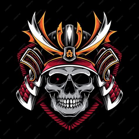 Premium Vector | Skull with samurai helmet