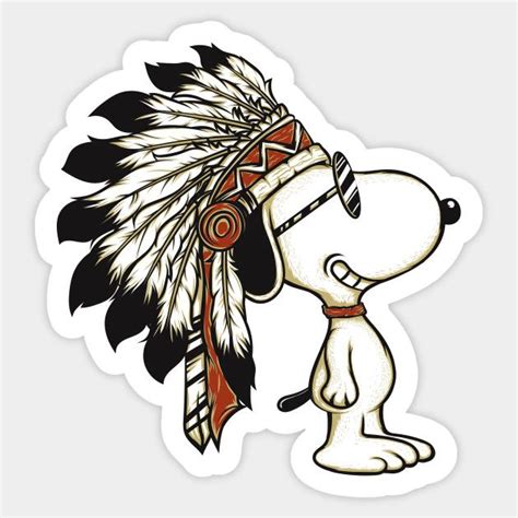 Indian Snoopy Snoopy Sticker Teepublic Sticker Art Cute Stickers Art