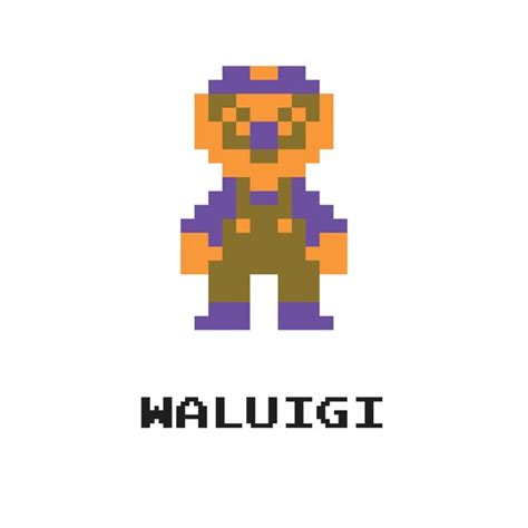 Waluigi Super Mario Bros Sprite Digital Downloadfor Etsy