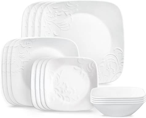 Amazon Corelle Timber Shadows Square 12 Piece Dinnerware Set