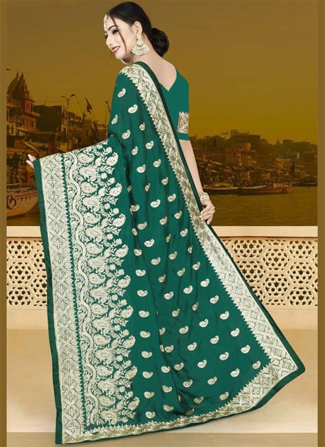 Buy Art Silk Green Traditional Designer Saree Online