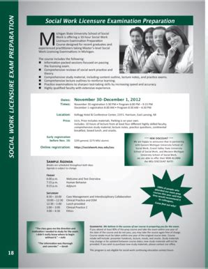 Fillable Online Socialwork Msu Social Work Licensure Exam Prep Course