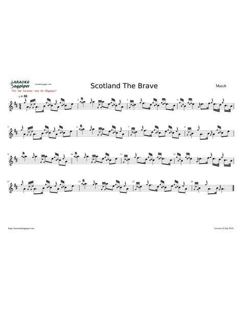 Scotland The Brave Bagpipe Version Sheet Music For Pipes Solo