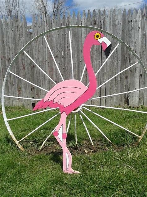 Pink Flamingo Yard Art Lawn Decorationoutdoor Wood Decor Etsy Flamingo Yard Art Flamingo