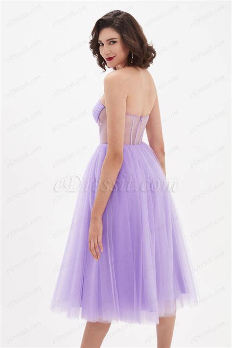 Lovely Purple Corset Polyester Bone Tulle Party Dress 04210406 Edressit