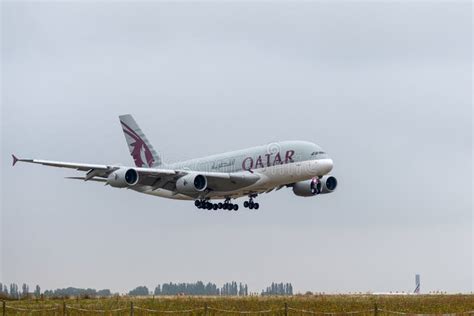 Airbus A380 861 143 Operated By Qatar Airways Landing Editorial