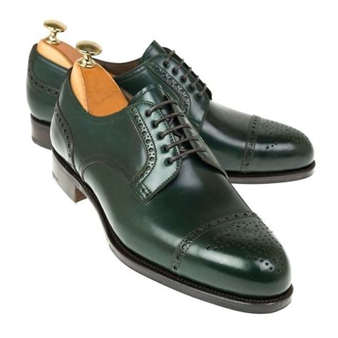 Handmade Mens Green Two Tone Brogues Style Dressformal Oxford Leather