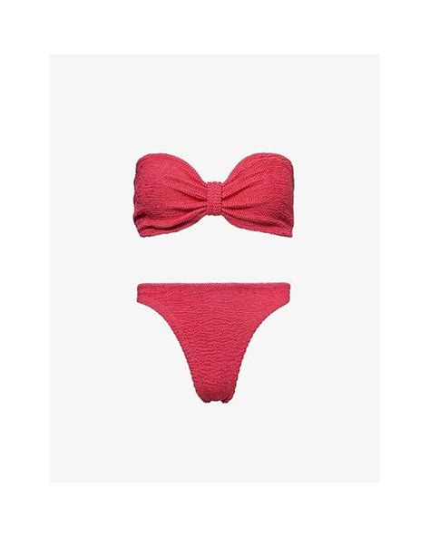 Hunza G Jean Bandeau Crinkled Texture Bikini In Red Lyst