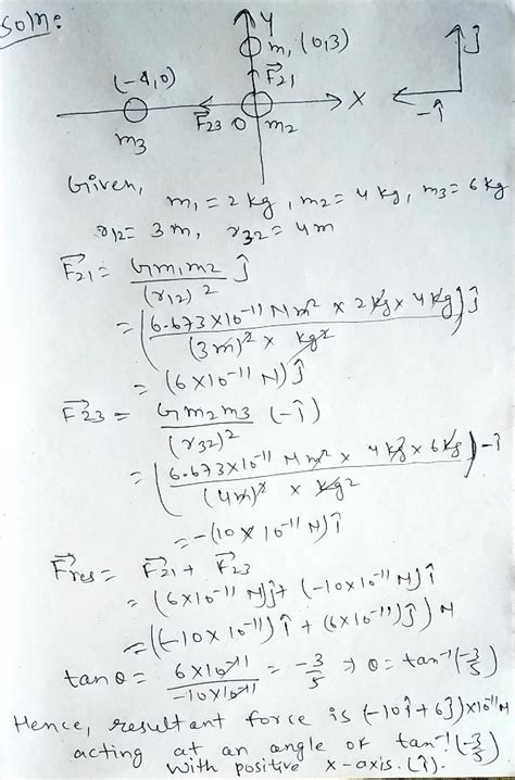 Three Uniform Spheres F Masses M Kg M Kg And M Kg