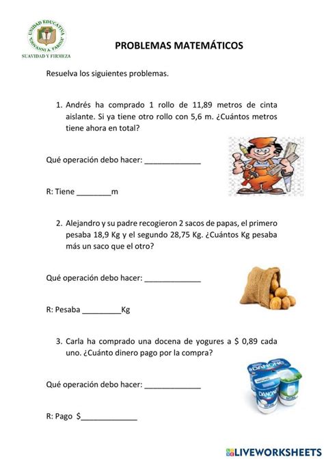 Problemas Con Decimales Interactive Worksheet For Quinto De Básica Multiplicación De Decimales