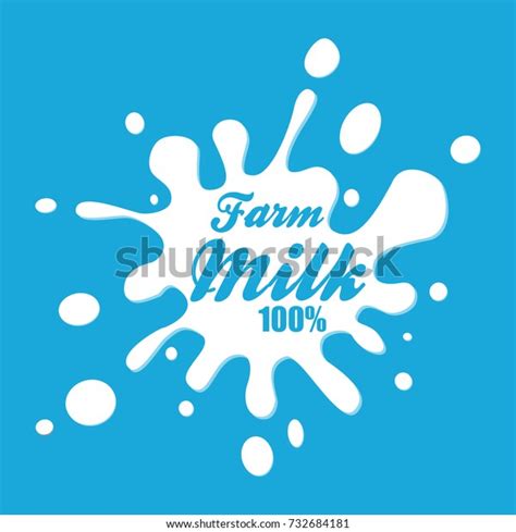 Milk Emblem Dairy Label Splashes Blots Stock Vector Royalty Free