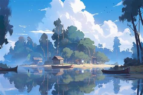 Free Vectors | lake cartoon background