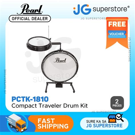 Pearl Compact Traveler 2 Piece Acoustic Travel Drum Kit With 10 Mounted Snare And 18 Bass Drum